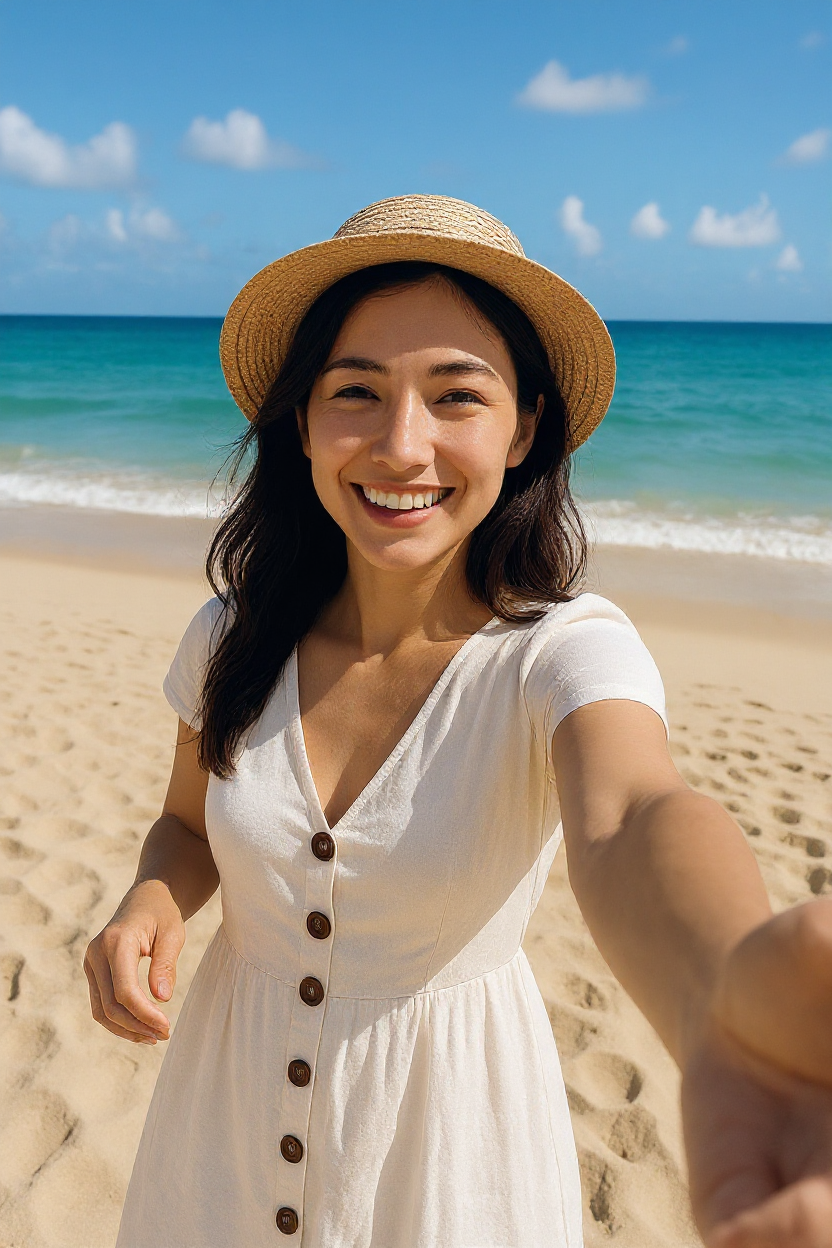 Beach photo without people after AI processing